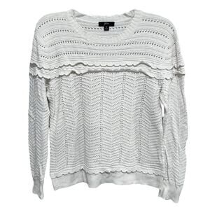 Cottagecore J Crew Pointelle Knit Pullover Sweater Medium Ivory Dainty Coquette